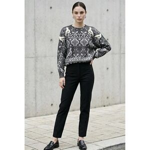 Vintage Spree International Sequined Birds Gray Metallic Sweater